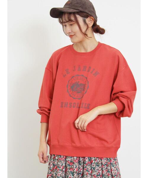 Samansa Mos2(サマンサ モスモス)の「ミニ裏毛カレッジプリントスウェット(Tシャツ/カットソー・レディース・ブラック/グリーン/レッド/キナリ/マスタード・F)」の5枚目の写真