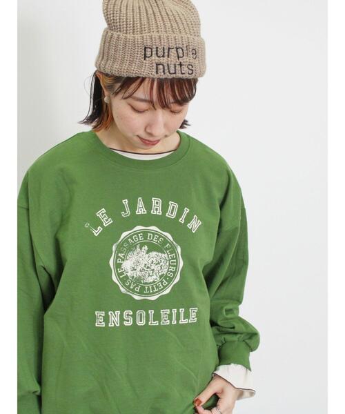 Samansa Mos2(サマンサ モスモス)の「ミニ裏毛カレッジプリントスウェット(Tシャツ/カットソー・レディース・ブラック/グリーン/レッド/キナリ/マスタード・F)」の3枚目の写真