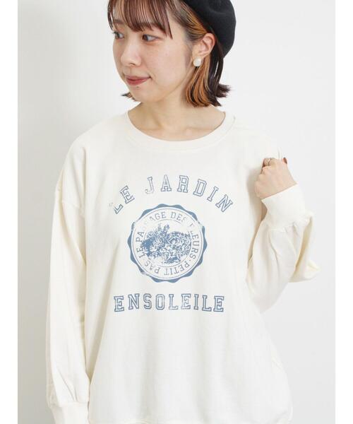 Samansa Mos2(サマンサ モスモス)の「ミニ裏毛カレッジプリントスウェット(Tシャツ/カットソー・レディース・ブラック/グリーン/レッド/キナリ/マスタード・F)」の7枚目の写真