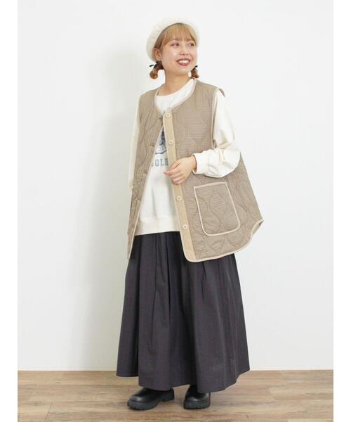 Samansa Mos2(サマンサ モスモス)の「ミニ裏毛カレッジプリントスウェット(Tシャツ/カットソー・レディース・ブラック/グリーン/レッド/キナリ/マスタード・F)」の14枚目の写真