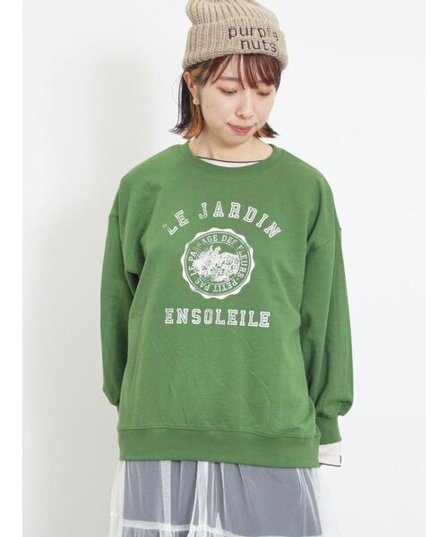 Samansa Mos2(サマンサ モスモス)の「ミニ裏毛カレッジプリントスウェット(Tシャツ/カットソー・レディース・ブラック/グリーン/レッド/キナリ/マスタード・F)」の16枚目の写真