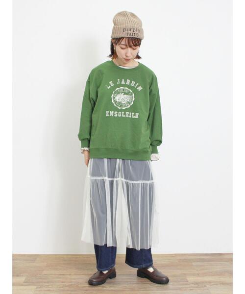 Samansa Mos2(サマンサ モスモス)の「ミニ裏毛カレッジプリントスウェット(Tシャツ/カットソー・レディース・ブラック/グリーン/レッド/キナリ/マスタード・F)」の17枚目の写真