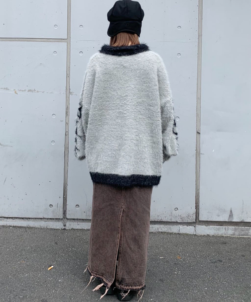 Oriens JOURNAL STANDARD（オリエンス ジャーナルスタンダード）の「【irojikake/イロジカケ】 FLUFFY RUGBY SHIRT IG24AWKT24P/ KT24G（ニット/セーター・レディース・バーガンディー/ブラック・FREE）」の4枚目の写真