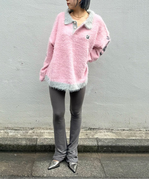 Oriens JOURNAL STANDARD（オリエンス ジャーナルスタンダード）の「【irojikake/イロジカケ】 FLUFFY RUGBY SHIRT IG24AWKT24P/ KT24G（ニット/セーター・レディース・バーガンディー/ブラック・FREE）」の5枚目の写真