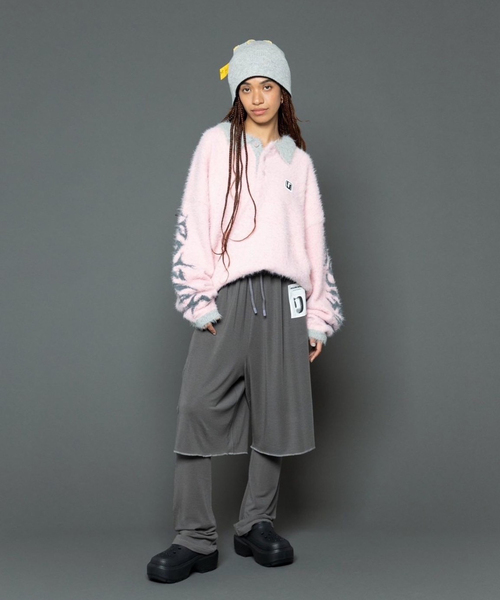 Oriens JOURNAL STANDARD（オリエンス ジャーナルスタンダード）の「【irojikake/イロジカケ】 FLUFFY RUGBY SHIRT IG24AWKT24P/ KT24G（ニット/セーター・レディース・バーガンディー/ブラック・FREE）」の6枚目の写真