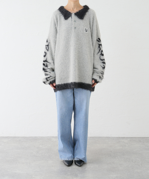 Oriens JOURNAL STANDARD（オリエンス ジャーナルスタンダード）の「【irojikake/イロジカケ】 FLUFFY RUGBY SHIRT IG24AWKT24P/ KT24G（ニット/セーター・レディース・バーガンディー/ブラック・FREE）」の8枚目の写真