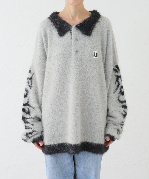 Oriens JOURNAL STANDARD（オリエンス ジャーナルスタンダード）の「【irojikake/イロジカケ】 FLUFFY RUGBY SHIRT IG24AWKT24P/ KT24G（ニット/セーター・レディース・バーガンディー/ブラック・FREE）」の9枚目の写真