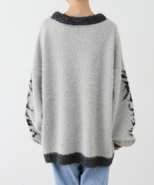 Oriens JOURNAL STANDARD（オリエンス ジャーナルスタンダード）の「【irojikake/イロジカケ】 FLUFFY RUGBY SHIRT IG24AWKT24P/ KT24G（ニット/セーター・レディース・バーガンディー/ブラック・FREE）」の11枚目の写真
