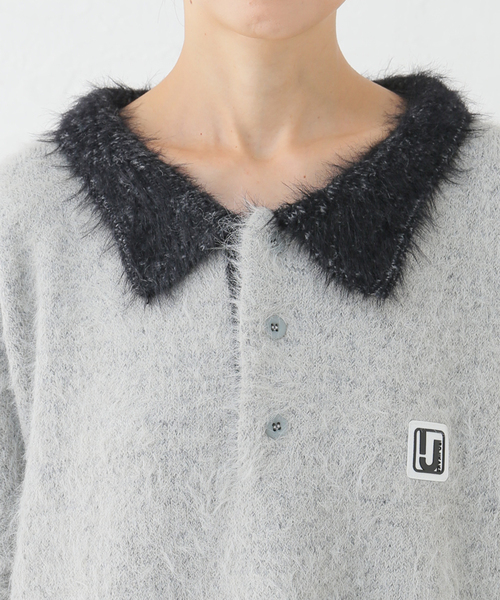 Oriens JOURNAL STANDARD（オリエンス ジャーナルスタンダード）の「【irojikake/イロジカケ】 FLUFFY RUGBY SHIRT IG24AWKT24P/ KT24G（ニット/セーター・レディース・バーガンディー/ブラック・FREE）」の12枚目の写真