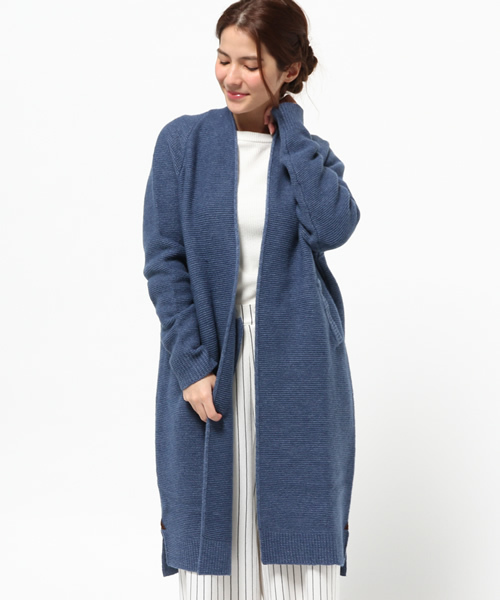 CIAOPANIC（チャオパニック）の「【Ciaopanic】　ガーター編みlongC/D（カーディガン/ボレロ・レディース・ブルー/オフホワイト/グレー・FREE）」の3枚目の写真