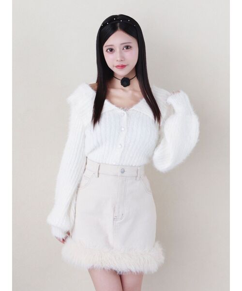 EATME(イートミー)の「BIGカラーニットTOP(ニット/セーター・レディース・ブルー/オフホワイト/ピンク・FREE)」の14枚目の写真