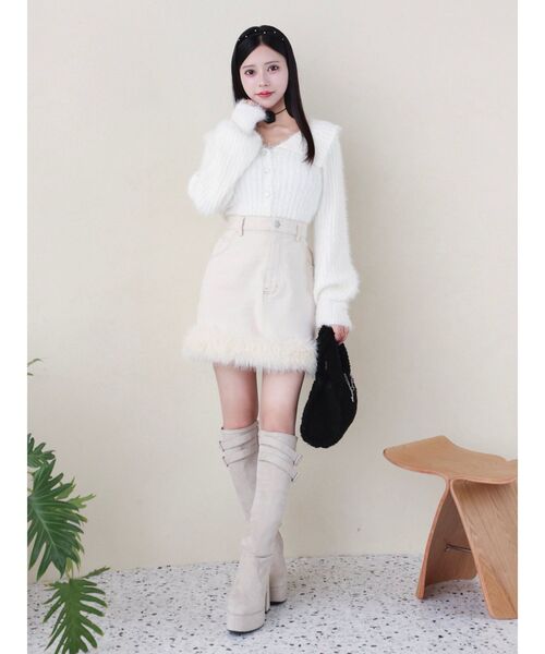 EATME(イートミー)の「BIGカラーニットTOP(ニット/セーター・レディース・ブルー/オフホワイト/ピンク・FREE)」の17枚目の写真