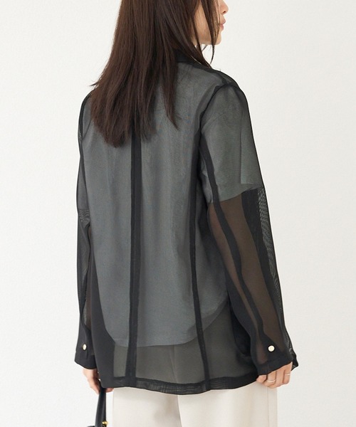 LAVEANGE（ラビアンジェ）の「【洗える】メッシュダブルジャケット（テーラードジャケット・レディース・ブラック/ベージュ・3L/LL/M/5L/4L）」の9枚目の写真