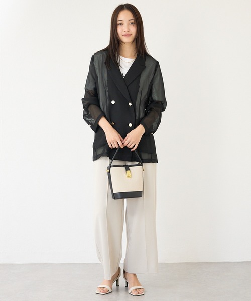 LAVEANGE（ラビアンジェ）の「【洗える】メッシュダブルジャケット（テーラードジャケット・レディース・ブラック/ベージュ・3L/LL/M/5L/4L）」の10枚目の写真