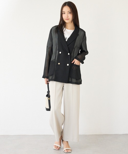 LAVEANGE（ラビアンジェ）の「【洗える】メッシュダブルジャケット（テーラードジャケット・レディース・ブラック/ベージュ・3L/LL/M/5L/4L）」の11枚目の写真