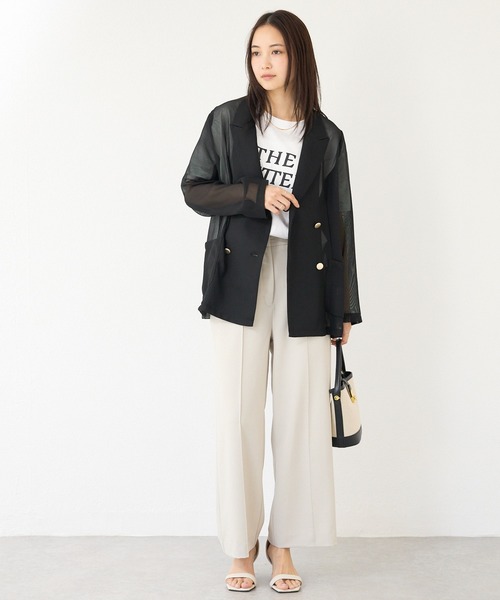 LAVEANGE（ラビアンジェ）の「【洗える】メッシュダブルジャケット（テーラードジャケット・レディース・ブラック/ベージュ・3L/LL/M/5L/4L）」の12枚目の写真