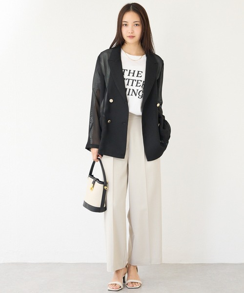 LAVEANGE（ラビアンジェ）の「【洗える】メッシュダブルジャケット（テーラードジャケット・レディース・ブラック/ベージュ・3L/LL/M/5L/4L）」の13枚目の写真