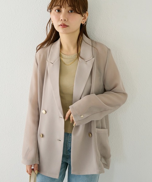 LAVEANGE（ラビアンジェ）の「【洗える】メッシュダブルジャケット（テーラードジャケット・レディース・ブラック/ベージュ・3L/LL/M/5L/4L）」の16枚目の写真