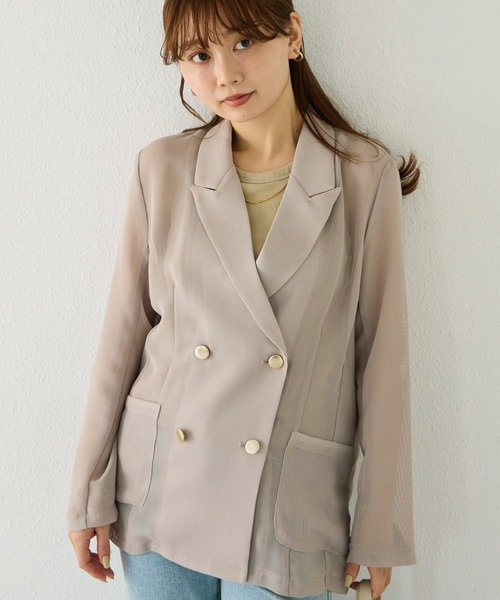 LAVEANGE（ラビアンジェ）の「【洗える】メッシュダブルジャケット（テーラードジャケット・レディース・ブラック/ベージュ・3L/LL/M/5L/4L）」の18枚目の写真