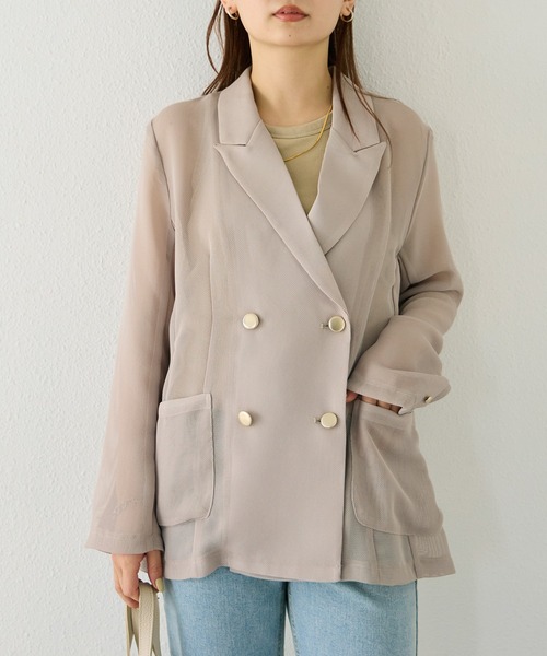 LAVEANGE（ラビアンジェ）の「【洗える】メッシュダブルジャケット（テーラードジャケット・レディース・ブラック/ベージュ・3L/LL/M/5L/4L）」の19枚目の写真