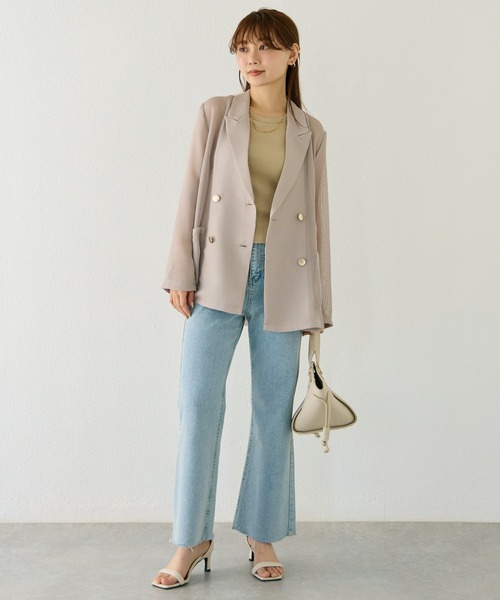 LAVEANGE（ラビアンジェ）の「【洗える】メッシュダブルジャケット（テーラードジャケット・レディース・ブラック/ベージュ・3L/LL/M/5L/4L）」の21枚目の写真