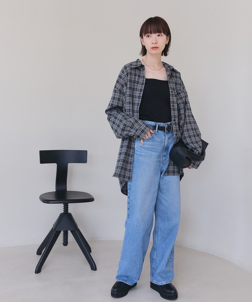meilmada(メイルマダ)の「オーバーサイズチェックシャツ(シャツ/ブラウス・レディース・ブラウン/ブラック・FREE)」の6枚目の写真