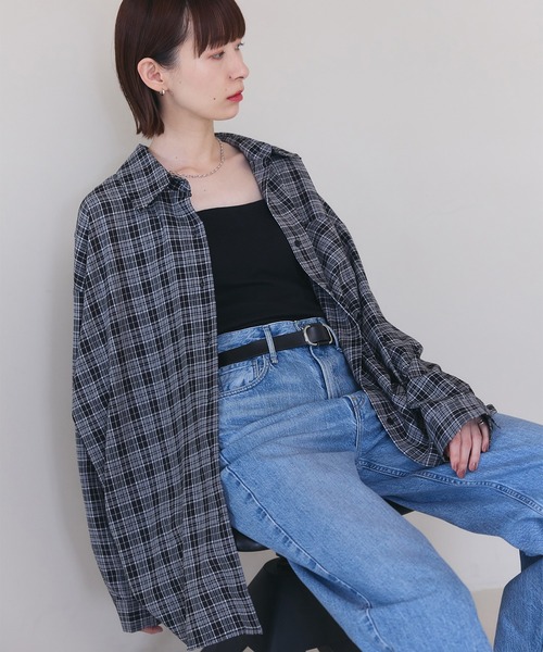 meilmada(メイルマダ)の「オーバーサイズチェックシャツ(シャツ/ブラウス・レディース・ブラウン/ブラック・FREE)」の9枚目の写真