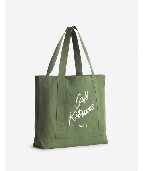 Maison Kitsune(メゾンキツネ)の「CAFE KITSUNE TOTE BAG(トートバッグ・メンズ・グリーン/オレンジ/ブラウン系/オリーブドラブ・U)」の6枚目の写真