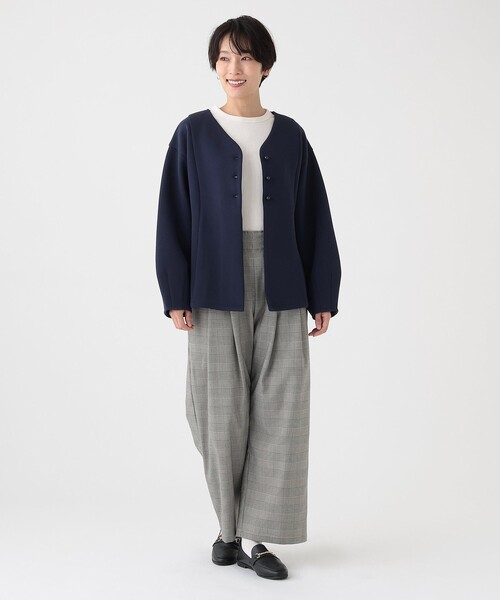 Afternoon Tea（アフタヌーンティー）の「ダンボールペプラムカーディガン（カーディガン/ボレロ・レディース・グレー/ネイビー・MEDIUM）」の9枚目の写真