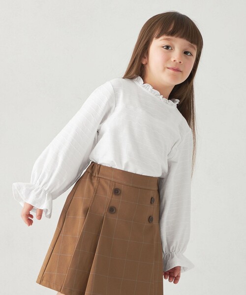 green label relaxing(グリーンレーベルリラクシング)の「カットジャカード プルオーバー / キッズ 100cm-130cm(Tシャツ/カットソー・キッズ・オフホワイト/クリーム・100cm/110cm/120cm/130cm)」の5枚目の写真