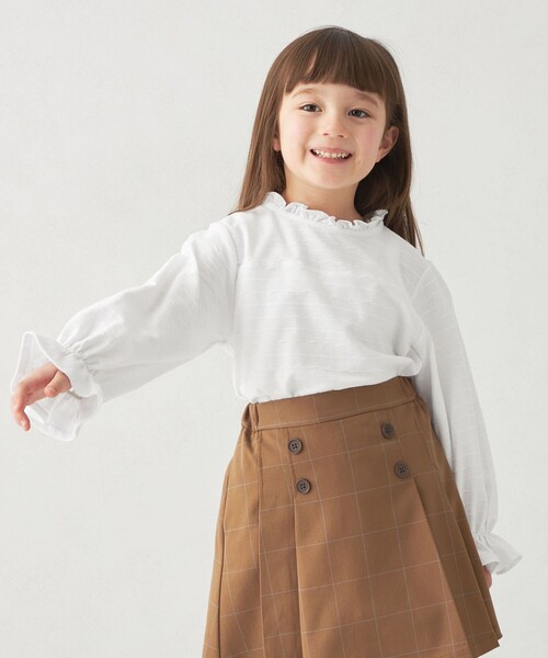 green label relaxing(グリーンレーベルリラクシング)の「カットジャカード プルオーバー / キッズ 100cm-130cm(Tシャツ/カットソー・キッズ・オフホワイト/クリーム・100cm/110cm/120cm/130cm)」の6枚目の写真