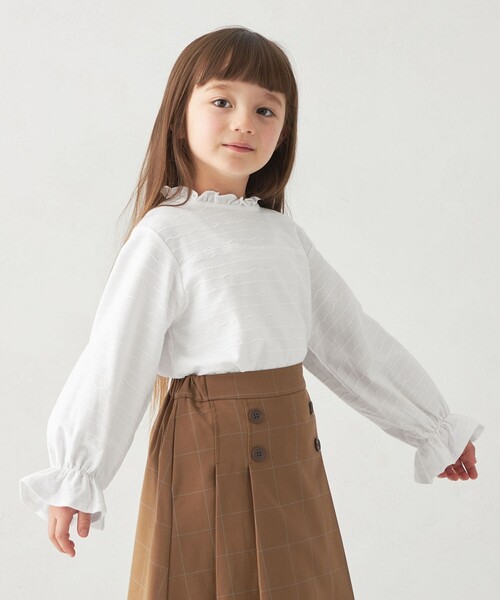 green label relaxing(グリーンレーベルリラクシング)の「カットジャカード プルオーバー / キッズ 100cm-130cm(Tシャツ/カットソー・キッズ・オフホワイト/クリーム・100cm/110cm/120cm/130cm)」の7枚目の写真