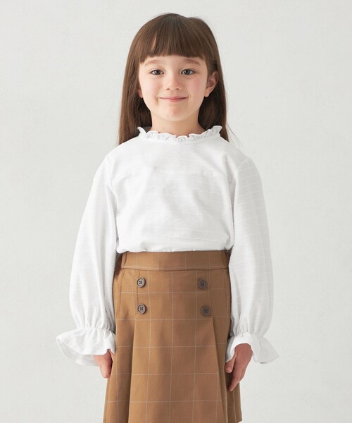 green label relaxing(グリーンレーベルリラクシング)の「カットジャカード プルオーバー / キッズ 100cm-130cm(Tシャツ/カットソー・キッズ・オフホワイト/クリーム・100cm/110cm/120cm/130cm)」の8枚目の写真