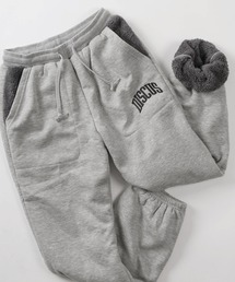 【71】【DISCUS/ディスカス】ワンポイント カレッジロゴ風刺繍 裏ボアフリースパンツ/リラックスパンツ/ルームウェア/スウェットパンツ/あったかパンツ