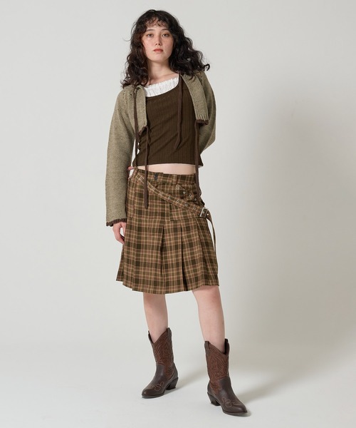 tina jojun ミニ丈 チェックプリーツスカート KHAKI ミニ丈 チェックプリーツスカート TINA：JOJUN（スカート