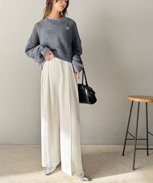 セール】すっきりシルエット。防シワ効果素材2タックハイウエスト