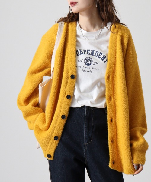 FUNALIVE（ファンアライブ）の「WS select フェザーヤーンルーズサイズカーディガン（カーディガン/ボレロ・メンズ・チャコールグレー/ターコイズブルー/ワイン/ライトブルー/ライトベージュ/マスタード/ホワイト/ライトグレー/ダークネイビー/パープル・M/L）」の9枚目の写真