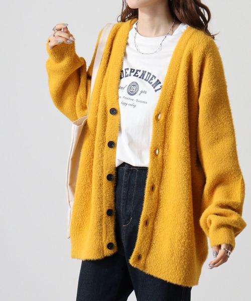 FUNALIVE（ファンアライブ）の「WS select フェザーヤーンルーズサイズカーディガン（カーディガン/ボレロ・メンズ・チャコールグレー/ターコイズブルー/ワイン/ライトブルー/ライトベージュ/マスタード/ホワイト/ライトグレー/ダークネイビー/パープル・M/L）」の21枚目の写真