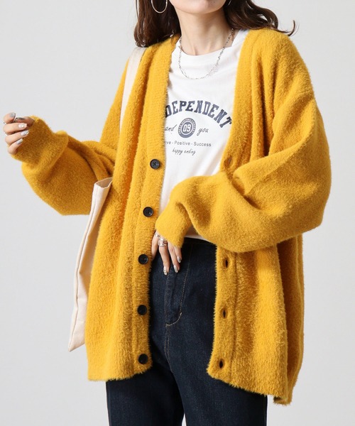 FUNALIVE（ファンアライブ）の「WS select フェザーヤーンルーズサイズカーディガン（カーディガン/ボレロ・メンズ・チャコールグレー/ターコイズブルー/ワイン/ライトブルー/ライトベージュ/マスタード/ホワイト/ライトグレー/ダークネイビー/パープル・M/L）」の22枚目の写真