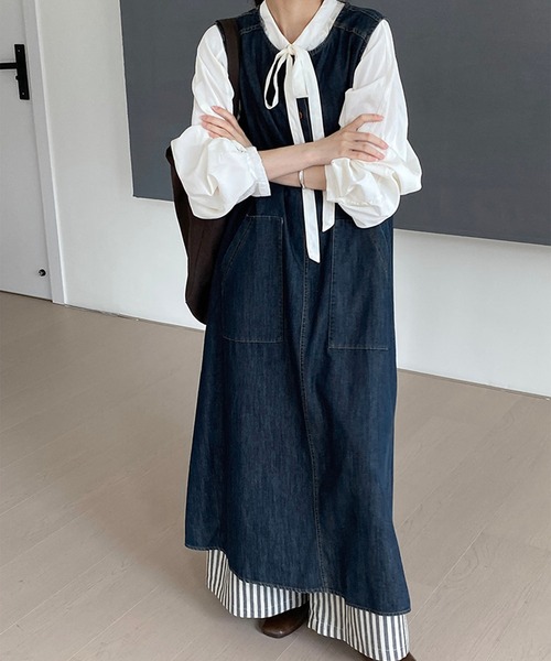 aimoha(アイモハ)の「ノースリーブデニムワンピース (SS)(ワンピース・レディース・ネイビー・SMALL/MEDIUM)」の8枚目の写真