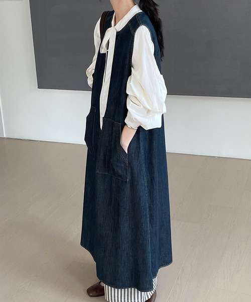aimoha(アイモハ)の「ノースリーブデニムワンピース (SS)(ワンピース・レディース・ネイビー・SMALL/MEDIUM)」の6枚目の写真