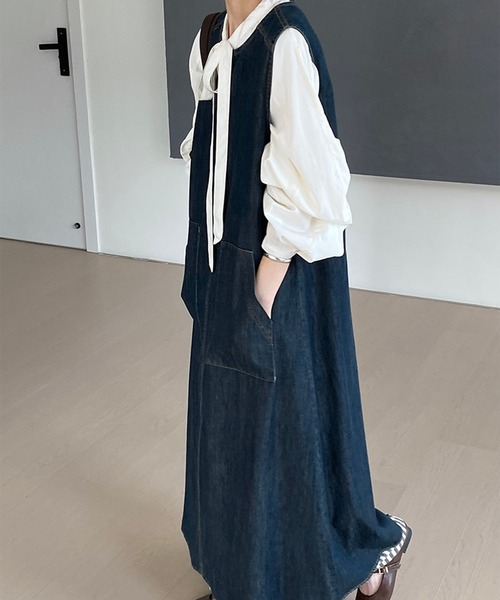 aimoha(アイモハ)の「ノースリーブデニムワンピース (SS)(ワンピース・レディース・ネイビー・SMALL/MEDIUM)」の7枚目の写真