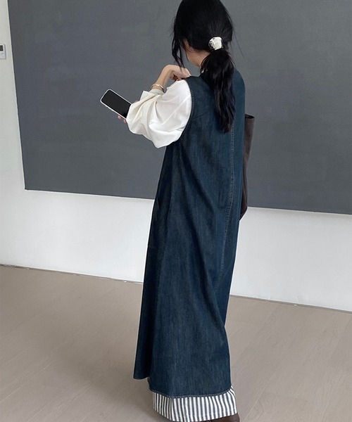 aimoha(アイモハ)の「ノースリーブデニムワンピース (SS)(ワンピース・レディース・ネイビー・SMALL/MEDIUM)」の5枚目の写真