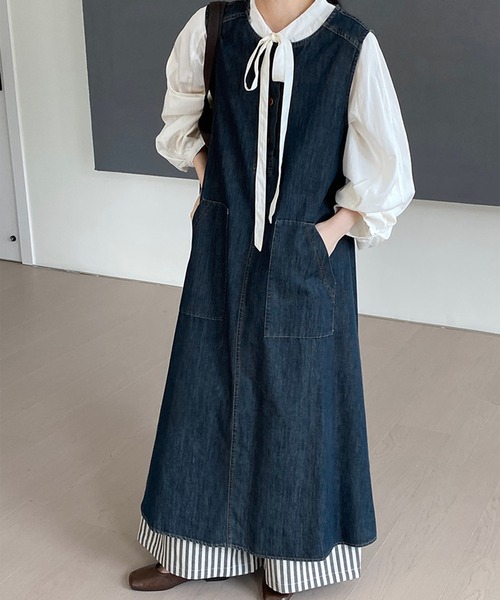 aimoha(アイモハ)の「ノースリーブデニムワンピース (SS)(ワンピース・レディース・ネイビー・SMALL/MEDIUM)」の16枚目の写真