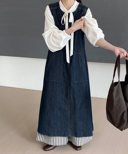 aimoha(アイモハ)の「ノースリーブデニムワンピース (SS)(ワンピース・レディース・ネイビー・SMALL/MEDIUM)」の3枚目の写真