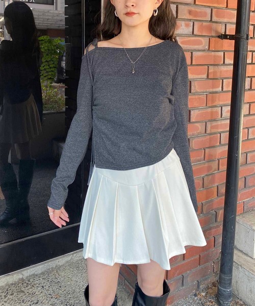 セール】サイドシャーリングワンショルダートップス（Tシャツ