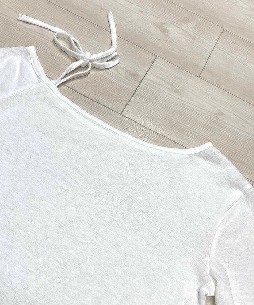 【d.i.a.】ワンショルダーサイドレースリングトップス セール】サイドシャーリングワンショルダートップス（Tシャツ
