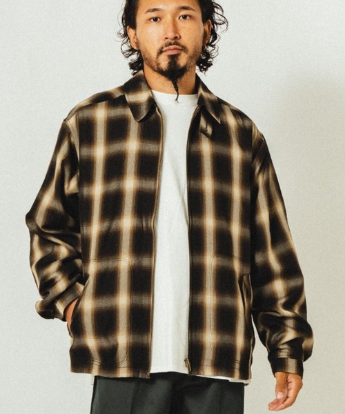 BIG MIKE（ビッグマイク）の「BIG MIKE ビッグマイク/ セットアップ対応 レーヨン混 オンブレチェック スウィングトップジャケット //// 102516001 102516002（ブルゾン・メンズ・ブラウン系その他/ブラック×ホワイト・MEDIUM/LARGE/X-LARGE）」の16枚目の写真