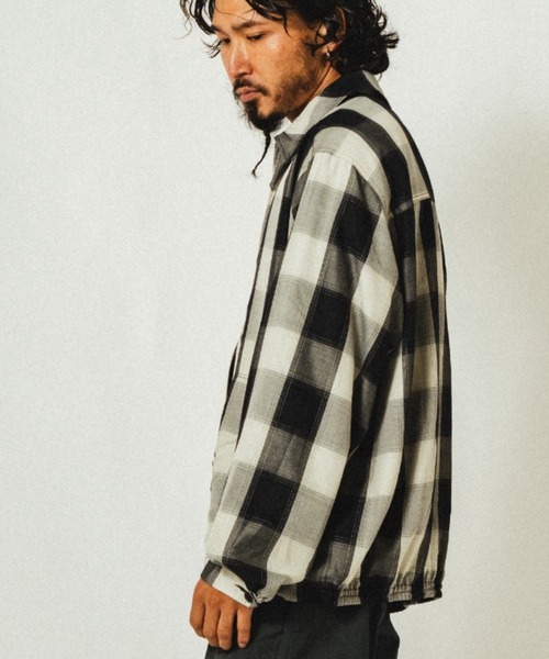 BIG MIKE（ビッグマイク）の「BIG MIKE ビッグマイク/ セットアップ対応 レーヨン混 オンブレチェック スウィングトップジャケット //// 102516001 102516002（ブルゾン・メンズ・ブラウン系その他/ブラック×ホワイト・MEDIUM/LARGE/X-LARGE）」の17枚目の写真