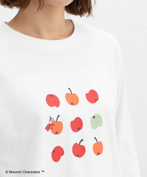 Honeys（ハニーズ）の「ムーミン／長袖Ｔシャツ（Tシャツ/カットソー・レディース・ブルー/サックスブルー/ホワイト×ピンク/オフホワイト/スミクロ/ホワイト×ネイビー・LL/L/S/M）」の2枚目の写真